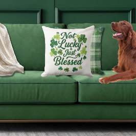 Christian Shamrock Not Lucky Green Plaid Kissen