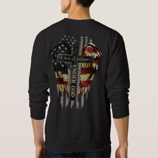Christian Shirt, One Nation Under God Cross Wings Sweatshirt (Rückseite)