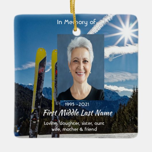 Christian Skiing Skier Memorial Keepsake Keramikornament (Vorderseite)