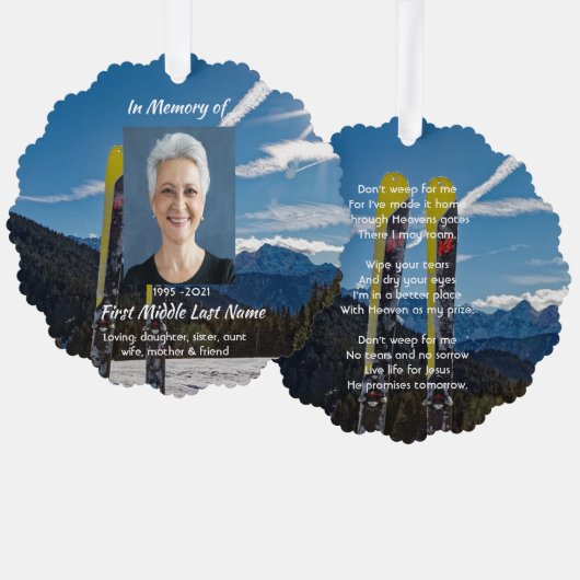 Christian Skiing Skier  Memorial Keepsake  Ornament Karte (Vorderseite/Rückseite)