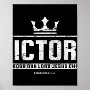 Christian T Shirt Women Men   Victory In Jesus Bib Poster