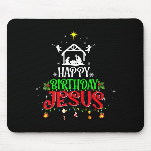 Christian Tree Christmas Happy Birthday Jesus Wome Mousepad (Vorne)