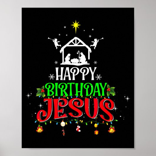 Christian Tree Christmas Happy Birthday Jesus Wome Poster (Vorne)