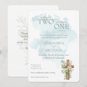 Christian Two Become One Watercolor Einladung (Vorne/Hinten)