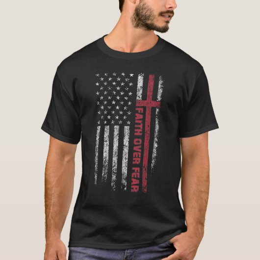 Christian US USA Flag American Christ Faith Over F T-Shirt (Vorderseite)