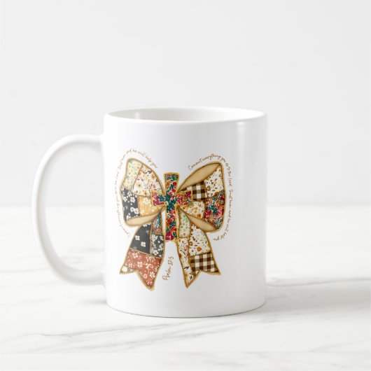Christian Verse Bible Jesus Coquette Bow Patchwork Kaffeetasse (Links)