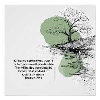 Christian Wall Art Jeremiah 17:7–8 | Trust in God  Poster