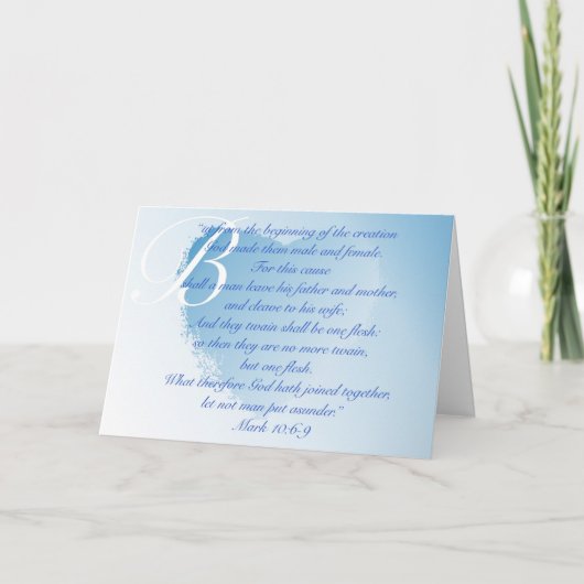 Christian Wedding Invitation - Blue - Mark 10:6-9 Einladung (Vorderseite)