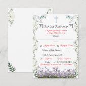 Christian Wedding RSVP Card with Cross Karte (Vorne/Hinten)