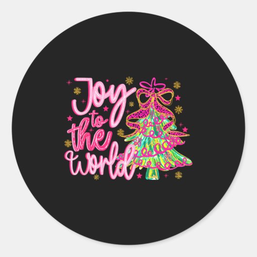 Christian Xmas Tree Holiday Christmas Joy To The W Runder Aufkleber (Vorderseite)