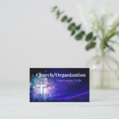 Christianity - Blue Shimmering Cross Business Card Visitenkarte (Stehend Vorderseite)