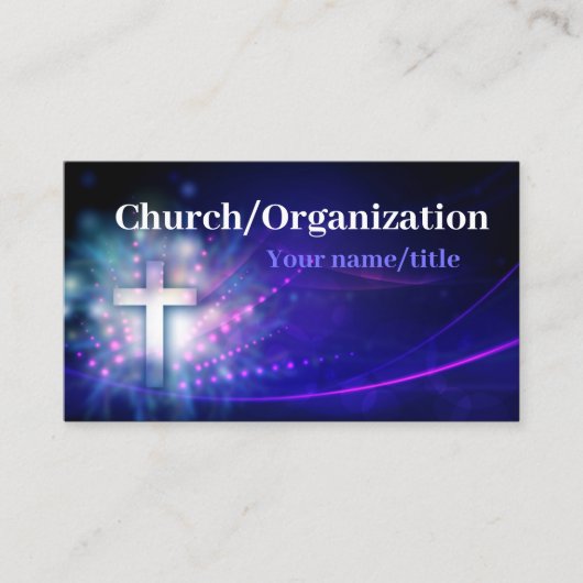 Christianity - Blue Shimmering Cross Business Card Visitenkarte (Vorderseite)