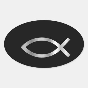 Christianity Ichthys fish Ovaler Aufkleber