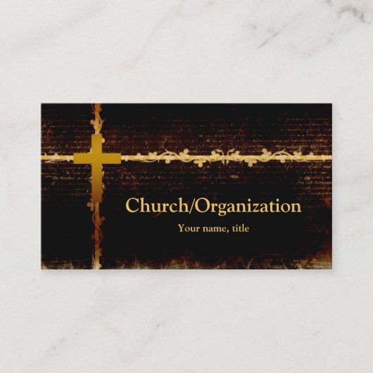 Christianity Pastor Golden Cross Dark Card Visitenkarte (Vorderseite)