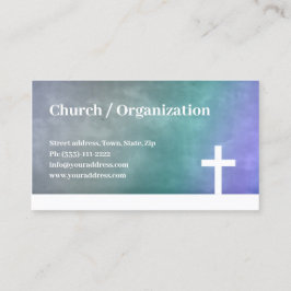 Christianity - Religious Blue Gradient Cross Card Visitenkarte