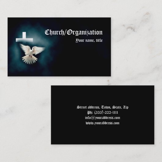 Christianity-Religious Dove & Cross Business Card Visitenkarte (Vorne/Hinten)