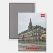 Christiansborg Palace in Copenhagen, travel Magnet (Vorderseite/Rückseite)