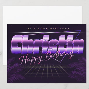 Christin Name Vorname lila retro Karte Geburtstag
