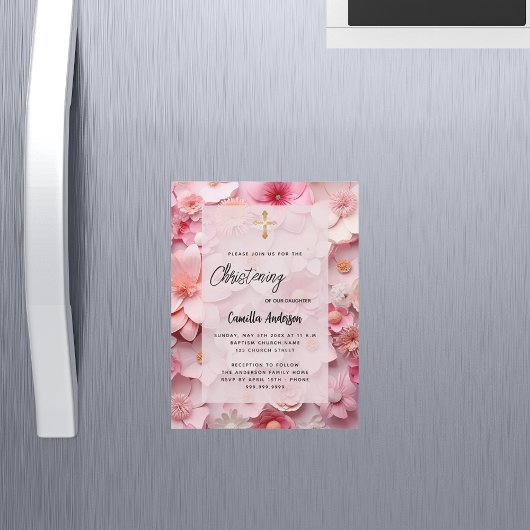 Christina blush pink Blume Baby Luxus Magneteinladung