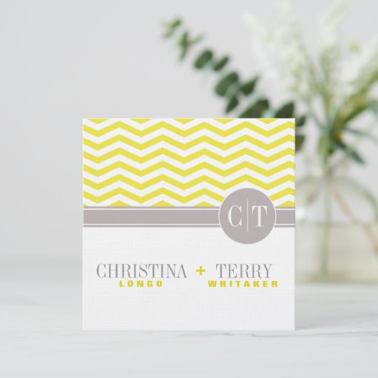 Christina ist Chic Save the Date Zickzack | gelb (Stehend Vorderseite)