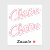 Christina Name in Pink x2 Aufkleber (Blatt)
