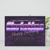 Christina Name Vorname lila retro Karte Geburtstag (Stehend Vorderseite)