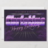 Christina Name Vorname lila retro Karte Geburtstag (Vorderseite)