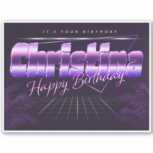 Christina Name Vorname retro Sticker Geburtstag (Vorderseite)