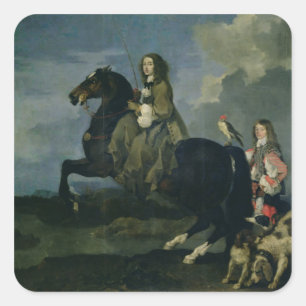 Christina von Schweden (1626-89) über Horseback, 1 Quadratischer Aufkleber