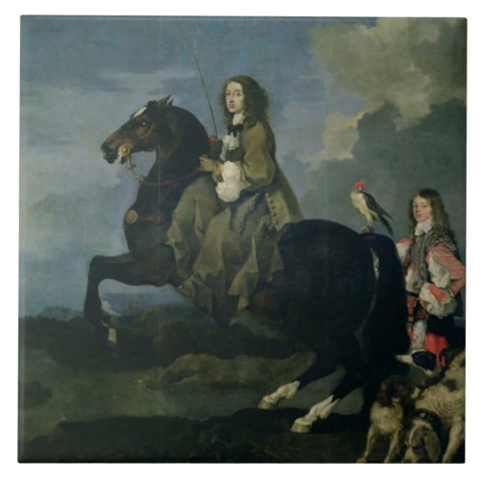 Christina von Schweden (1626-89) zu Pferd 1653 ( Fliese (Vorderseite)