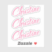 Christine Decorative Name in Pink x3 Aufkleber (Blatt)
