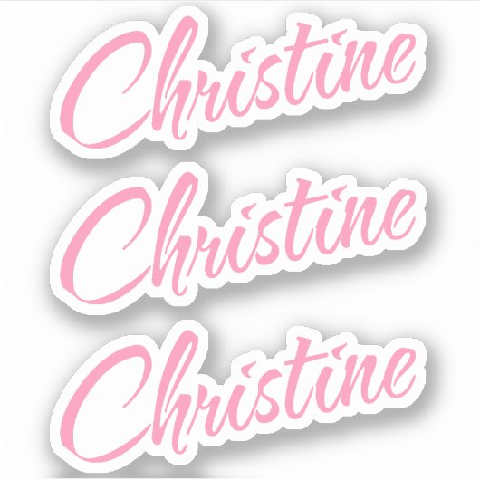 Christine Decorative Name in Pink x3 Aufkleber (Vorderseite)