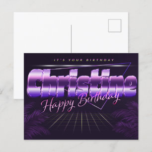 Christine Name Vorname lila Postkarte Geburtstag