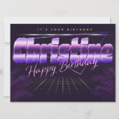 Christine Name Vorname lila retro Karte Geburtstag (Vorderseite)