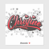Christine red Heart Graffiti Aufkleber Sticker (Blatt)