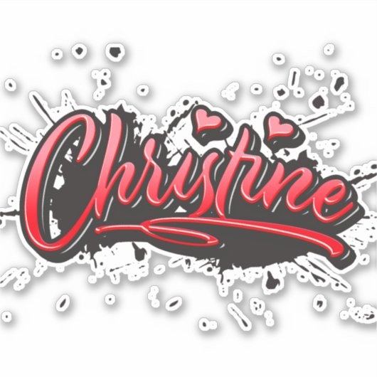 Christine red Heart Graffiti Aufkleber Sticker (Vorderseite)