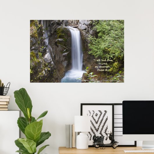 Christine Waterfall HDR, Print w/Scripture Verse Poster (Heimbüro)