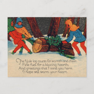 Christkindlbrandstumpf oder Weihnachtsklotz, auch Feiertagspostkarte