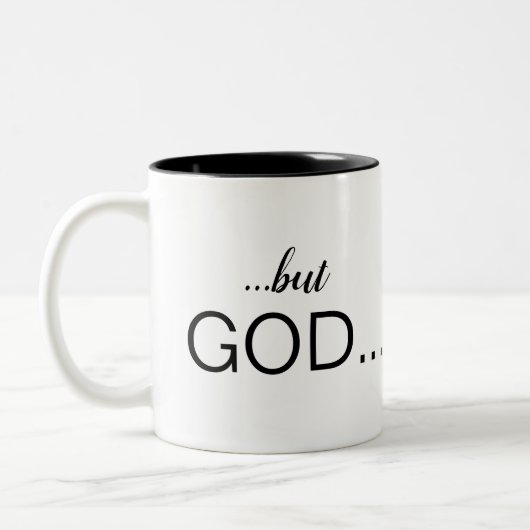 Christlich "...aber GOD..." Combo-Schriftart-Kaffe Zweifarbige Tasse (Links)