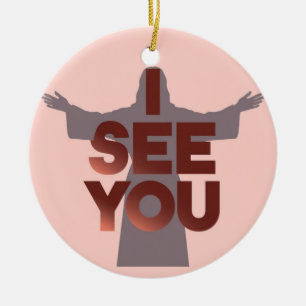 Christlich beobachtet Jesus dich, Jesus, ich sehe Keramik Ornament
