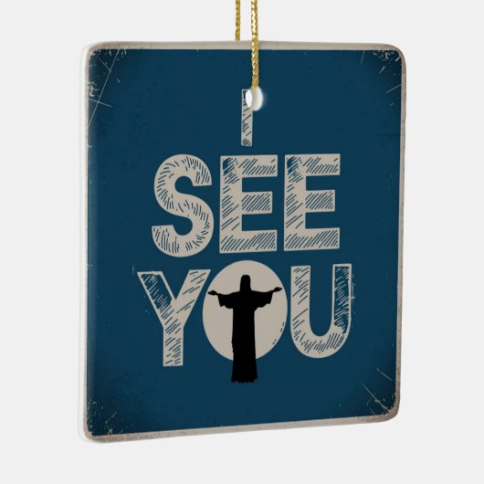 Christlich beobachtet Jesus dich, Jesus, ich sehe  Keramikornament (Rechts)