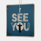 Christlich beobachtet Jesus dich, Jesus, ich sehe  Keramikornament (Links)