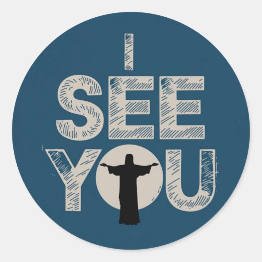 Christlich beobachtet Jesus dich, Jesus, ich sehe  Runder Aufkleber (Vorderseite)