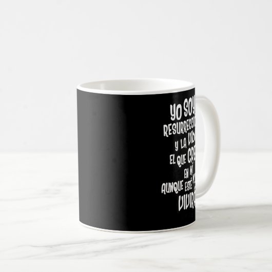 Christlich Bibel Verse Zitat John 11 25 Spanisch Kaffeetasse (VorderseiteRechts)