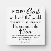 Christlich Bibelverse John 3:16 Fotoplatte (Vorderseite)