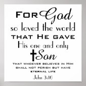 Christlich Bibelverse John 3:16 Poster (Vorne)