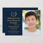 Christlich Bible Verse Foto Blue Boy Abschluss Ankündigung (Vorne/Hinten)