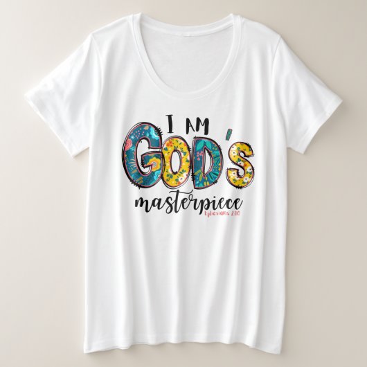 Christlich bin ich Gottes Meisterwerk Große Größe T-Shirt (Design vorne)