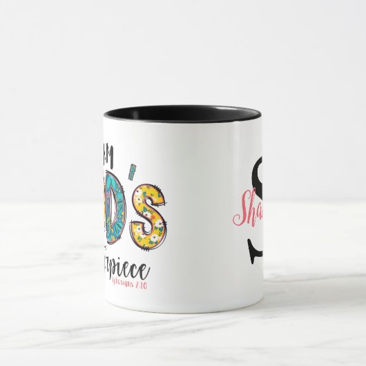 Christlich bin ich Gottes Meisterwerk Name hinzufü Tasse (Zentrum)