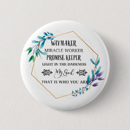 Christlich Blue Floral Wreath Button